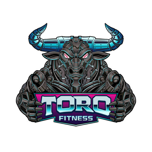The cybernetic Toro Fitness brandmark featuring a mechanical bull.